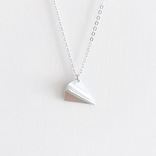 armeiLittleThings 銀飛機。紙飛機 項鍊 Sliver。Paper Airplane Necklace