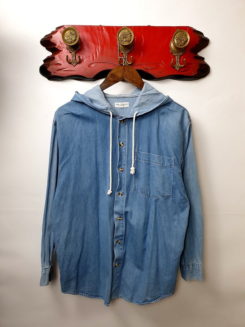 小龟葛葛 - 5TH STREET Cute Hooded Denim Jacket - เสื้อแจ็คเก็ต - ผ้าฝ้าย/ผ้าลินิน 