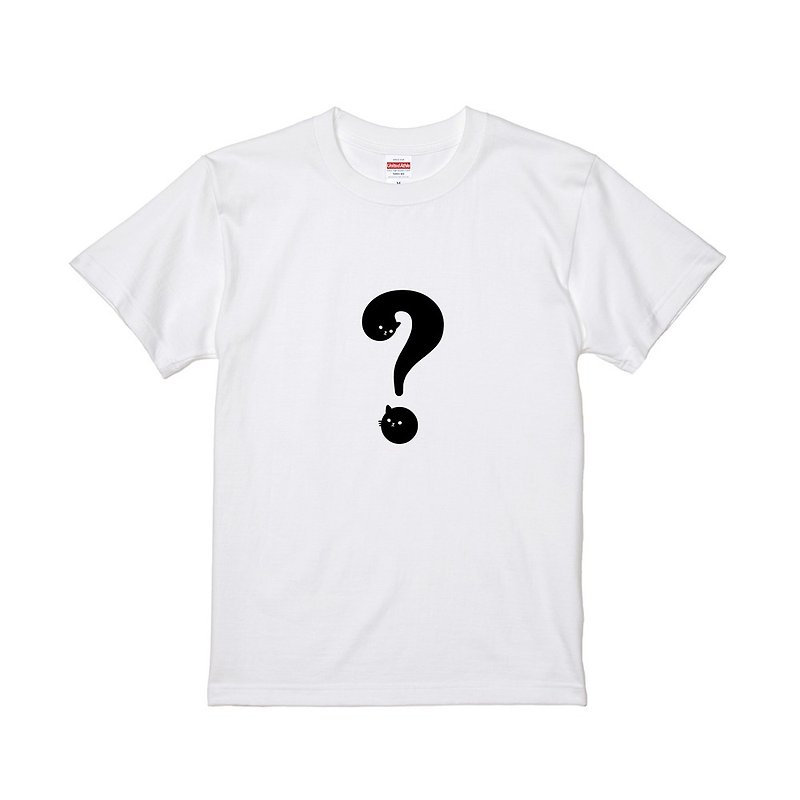 Cat in marks T-shirt – Question mark - Unisex Hoodies & T-Shirts - Cotton & Hemp White
