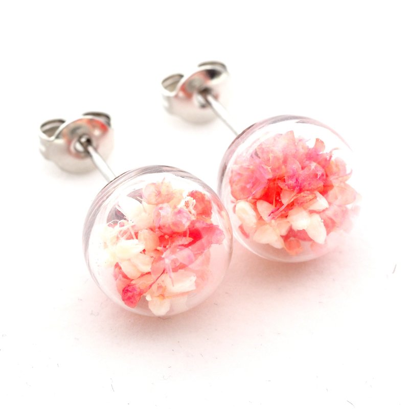 OMYWAY Handmade Dried Flower - Glass Globe - Earrings 1cm - ต่างหู - แก้ว 