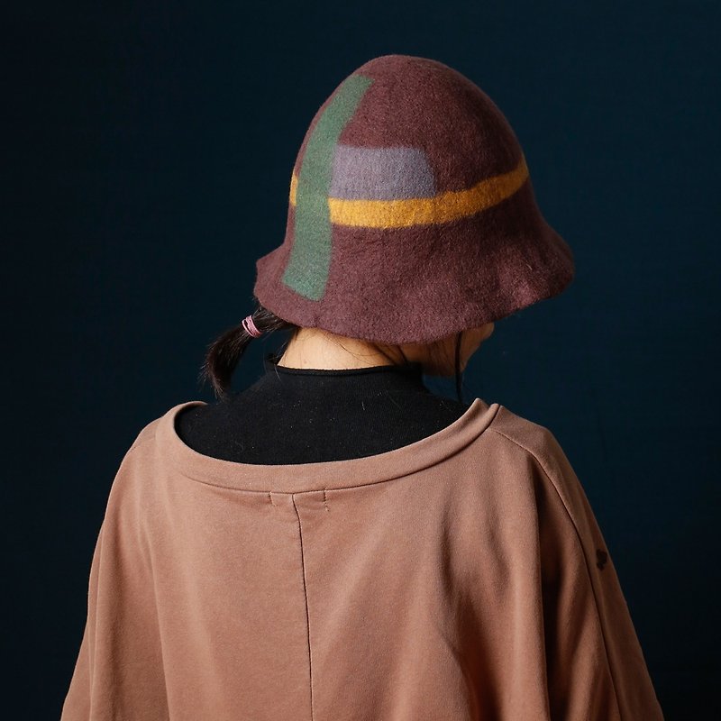 Ke Ren original handmade felt hat spring, autumn and winter warm hat fisherman hat unisex pure wool retro fashion elegant - หมวก - ขนแกะ 