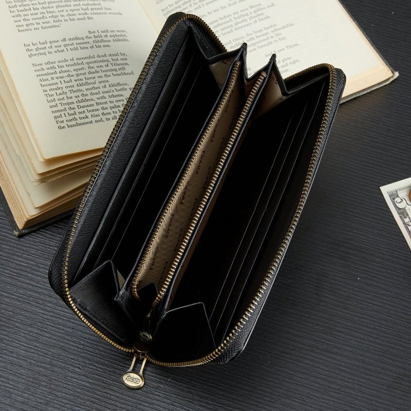 Genuine leather RFID anti-theft wallet/ multi-function 8-card shape large coin pocket long clip/ anti-scratch horsehair pattern - Wallets - Genuine Leather 