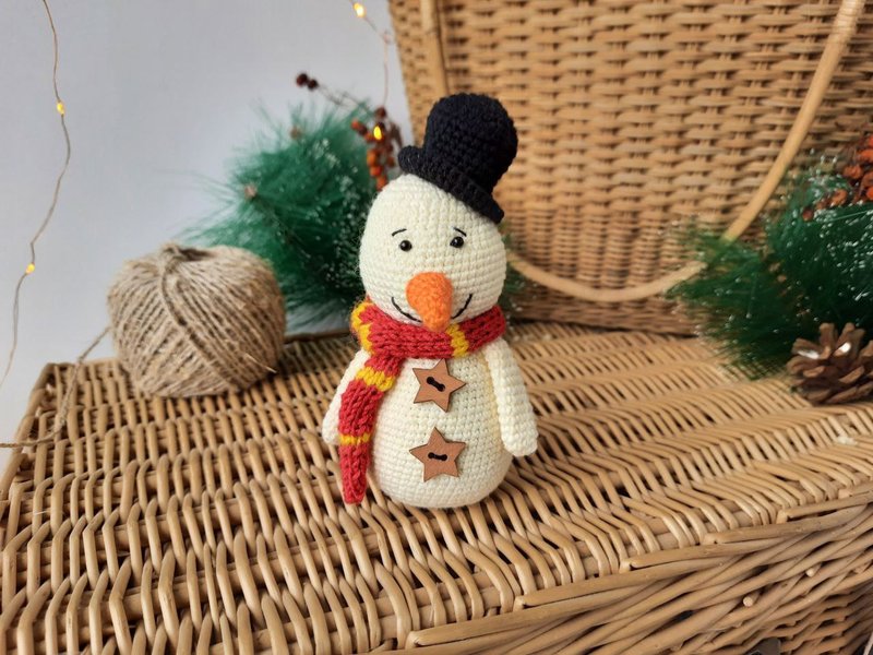 Cute Stuffed Snowman Handmade. Christmas Gift Winter Decor. Decor Snowman Plush - Stuffed Dolls & Figurines - Cotton & Hemp White