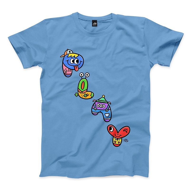 PLAY - 卡羅藍 - 中性版T恤 - 男 T 恤 - 棉．麻 藍色