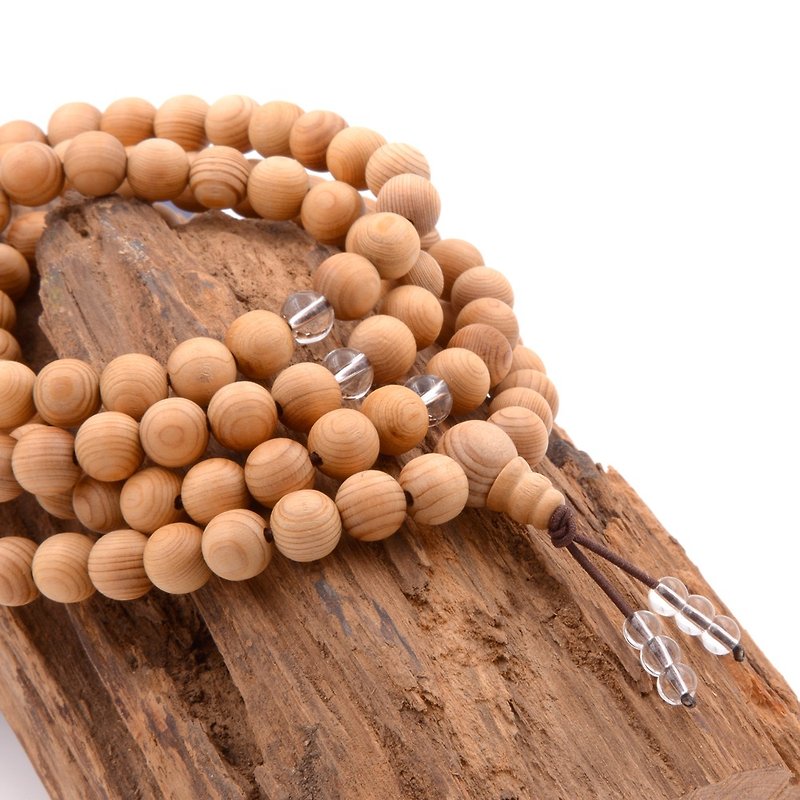 Taiwan cypress bracelet | 108 8mm solid wood beads-white - สร้อยข้อมือ - ไม้ สีทอง