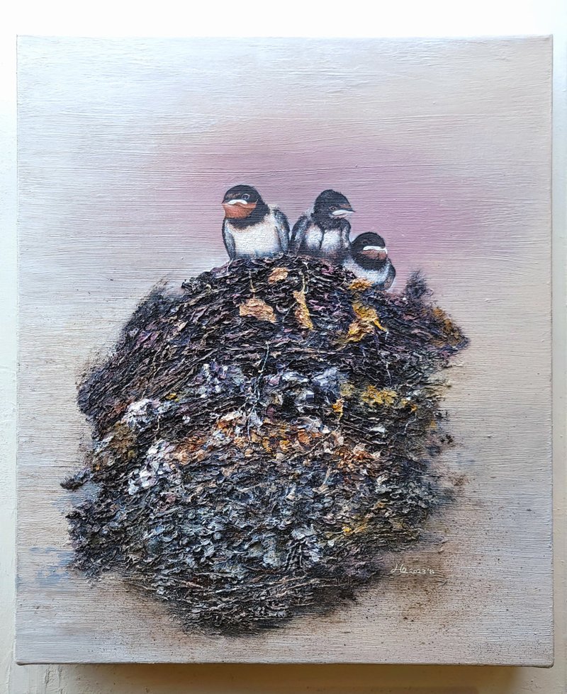 Exquisite hand-painted oil painting has a nest that is unique - โปสเตอร์ - ผ้าฝ้าย/ผ้าลินิน หลากหลายสี