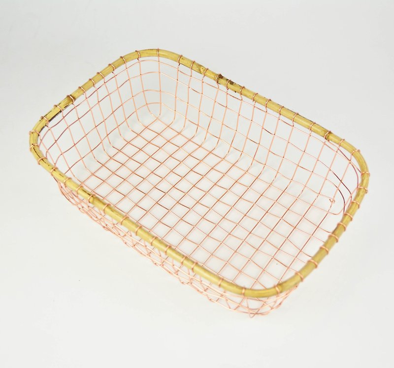 Iron basket series _ rectangular square shallow basket _ fair trade - กล่องเก็บของ - โลหะ สีกากี