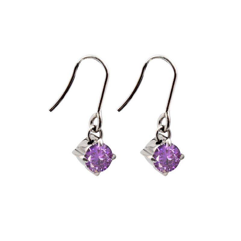 純淨光芒 神秘紫 純鈦耳環一對 七色混搭贈鈦貼兩入 - 耳環/耳夾 - 寶石 紫色