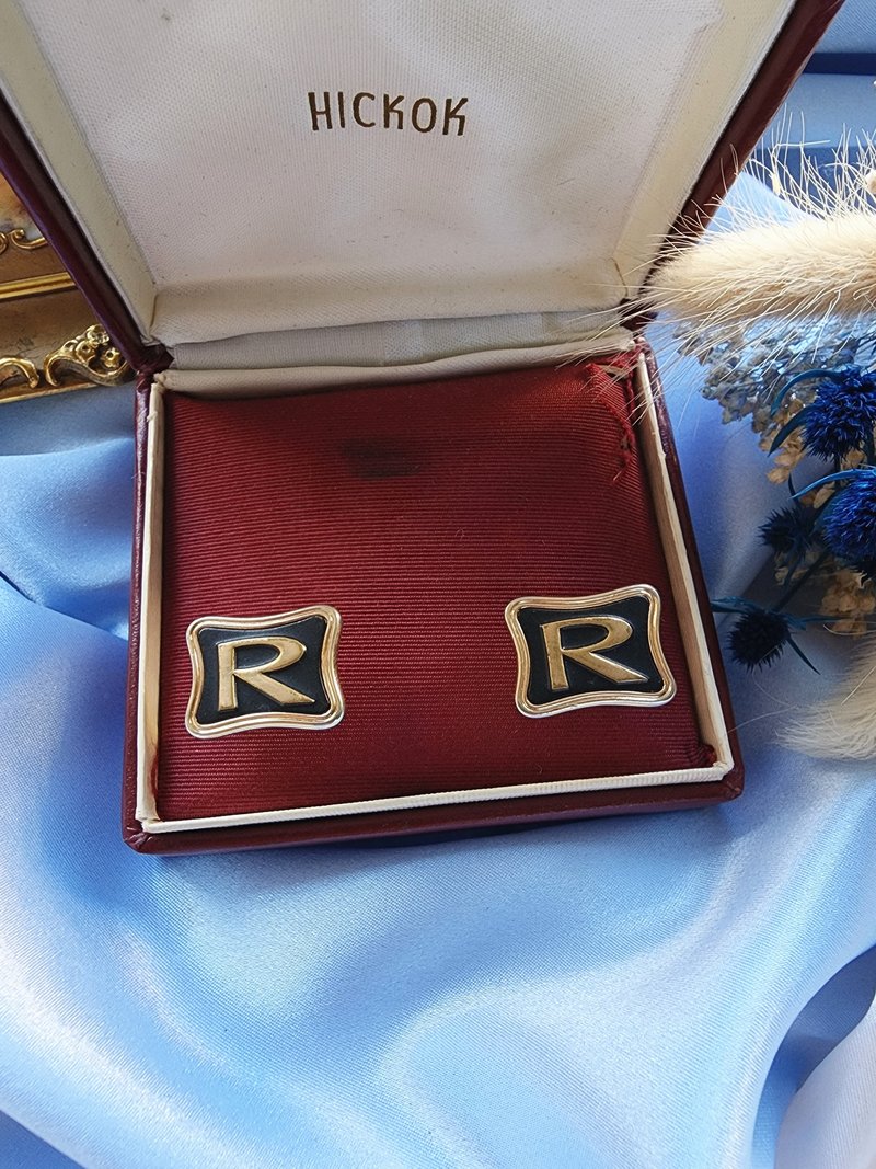 美國西洋古董飾品 / Hickok藝術方框字母R摩登袖扣/姓名袖扣 - 袖扣 - 其他金屬 