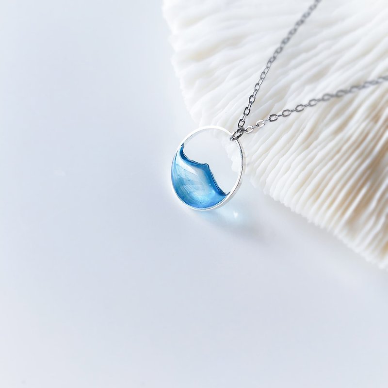 Ocean Series | Blue Wave Necklace 925 Sterling Silver - Necklaces - Resin Blue