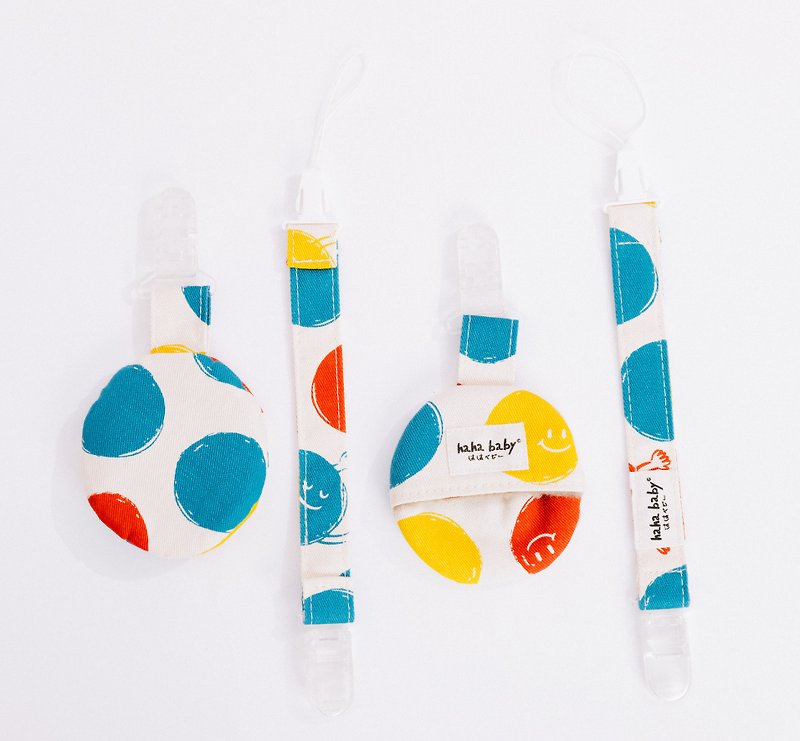 【hahababy】Retro Color Hug Dots-Safe Lucky Bag & Pacifier Clip Set - Baby Bottles & Pacifiers - Cotton & Hemp Multicolor