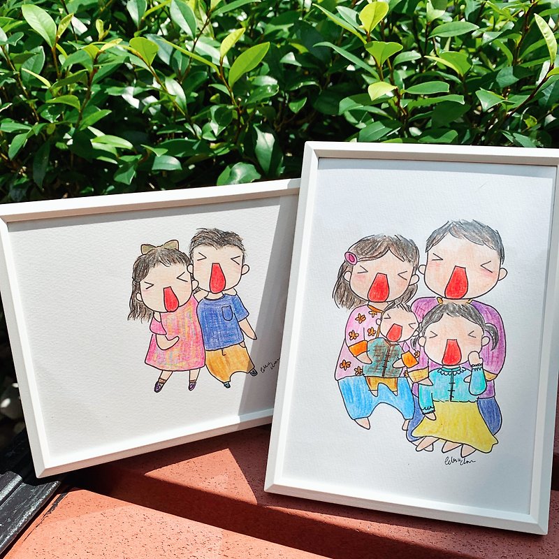 Rainbow Smile Customized Portrait with frame - ภาพวาดบุคคล - กระดาษ 