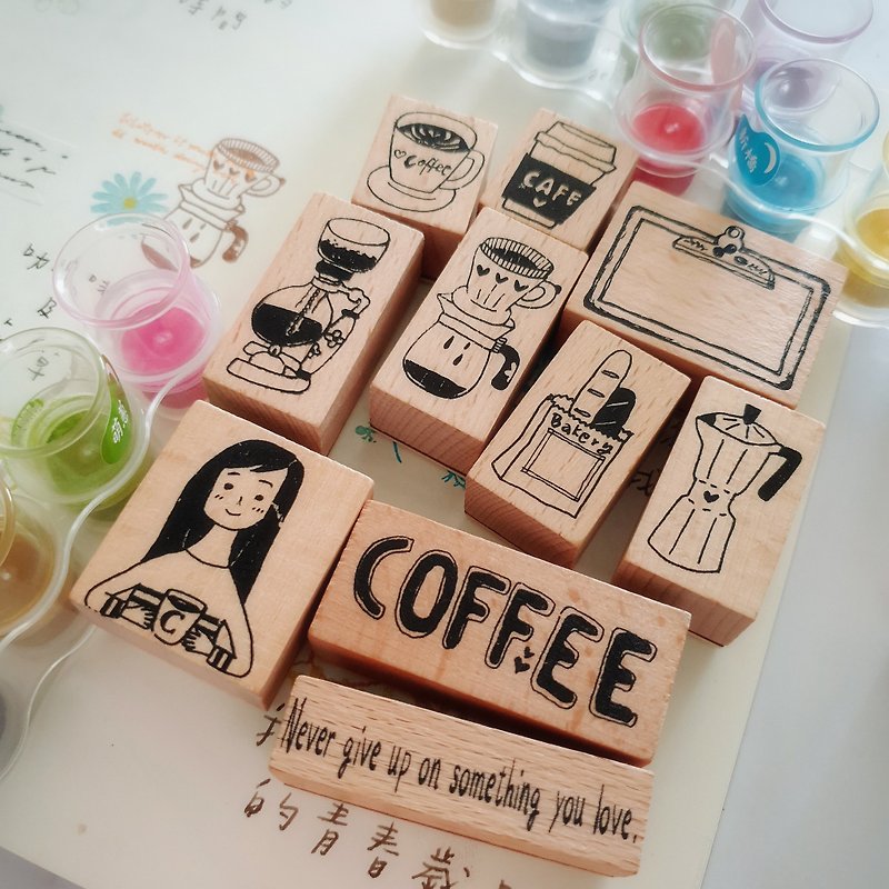 LOVE COFFEE stamp - Stamps & Stamp Pads - Wood 