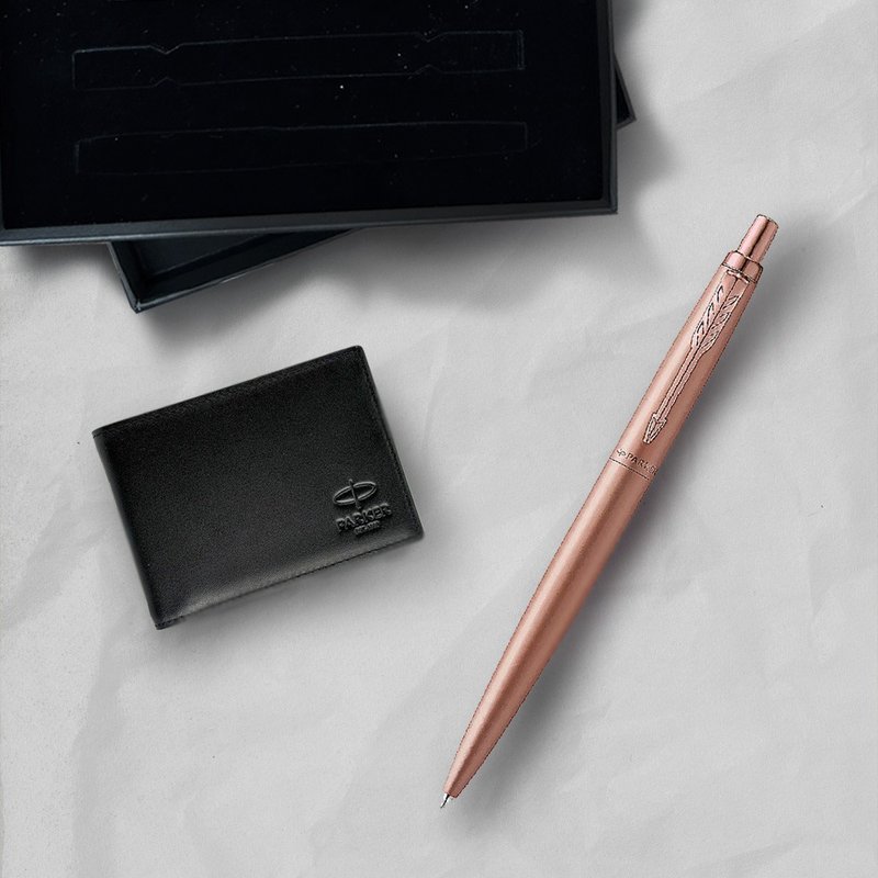 Parker Parker Choate XL Rose Gold(limited edition) ball pen leather short clip gift box free engraving - ปากกา - โลหะ สีทอง