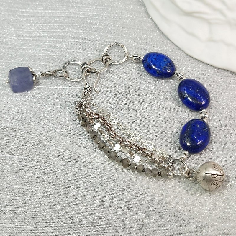 Bracelet, Lapis, Labradorite, Kyanite, Sterling Silver, Handmade Jewelry - Bracelets - Gemstone 