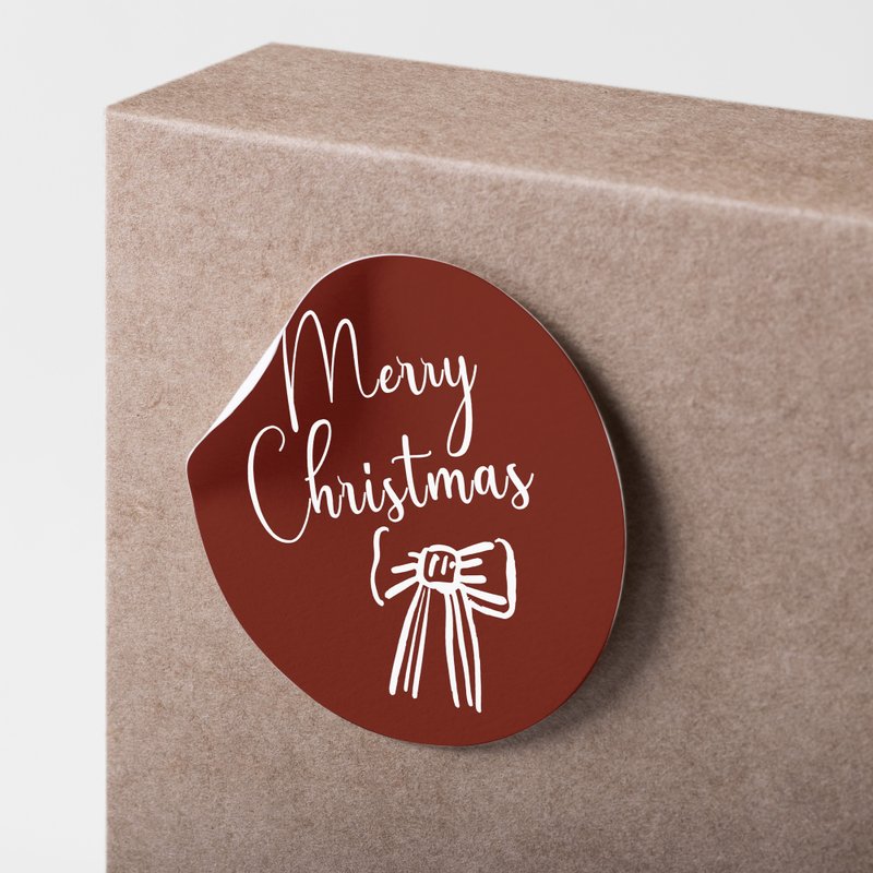 X'mas Christmas packaging stickers (matte, no adhesive residue) / red bow style (20 pieces) - สติกเกอร์ - กระดาษ 