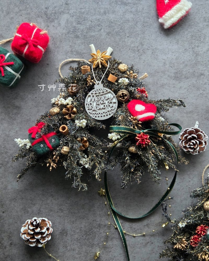 聖誕花圈/永生雪松花圈/聖誕禮物/聖誕掛飾/客製化 - 乾燥花/永生花 - 植物．花 