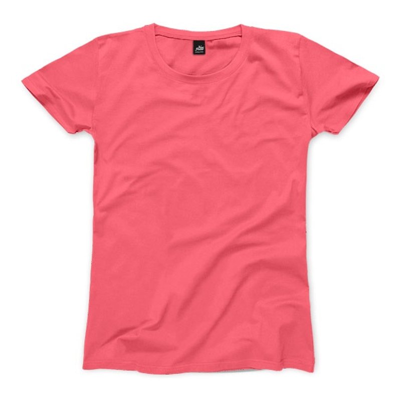 素色女版短袖T恤 - 螢光粉 - 女 T 恤 - 棉．麻 