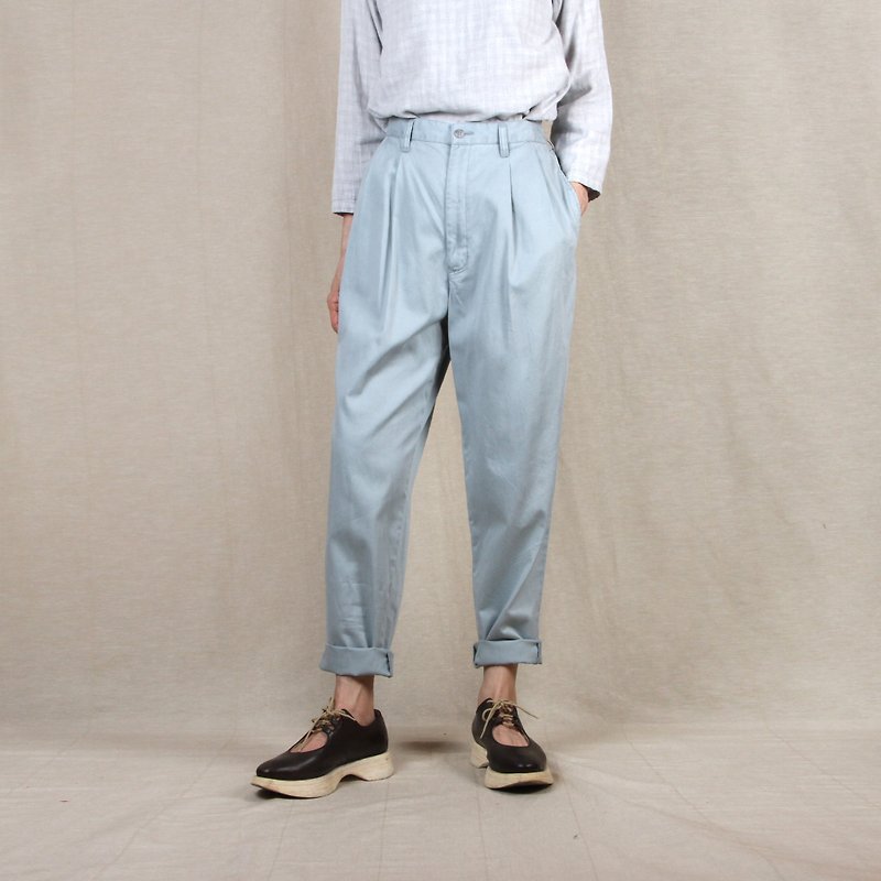 [Eggs] plant vintage light blue vintage classic pants - กางเกงขายาว - เส้นใยสังเคราะห์ สีน้ำเงิน