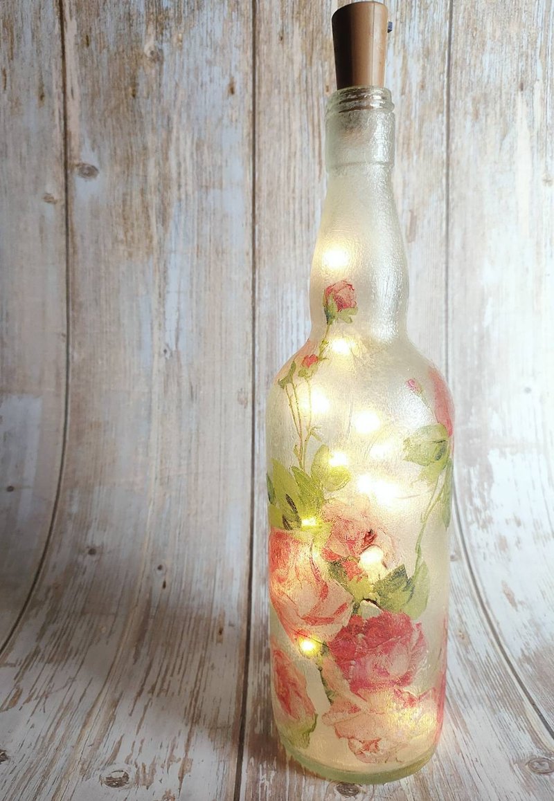 Roses for true love - art  decoration / lighting / Healing Bottle Lamp - Items for Display - Glass 