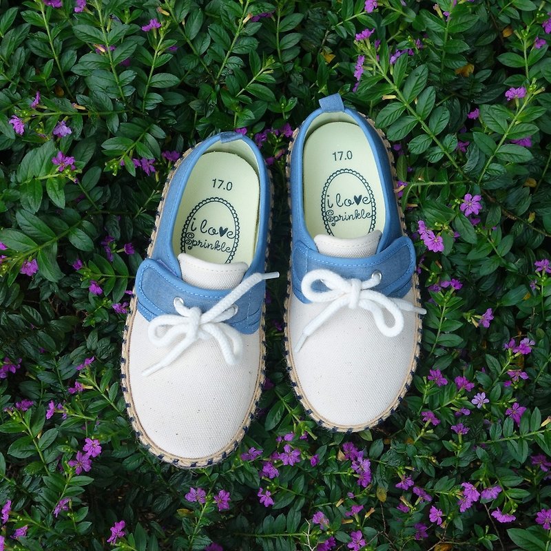 Luis藍白草編休閒鞋 (小孩) - 男/女童鞋 - 棉．麻 藍色