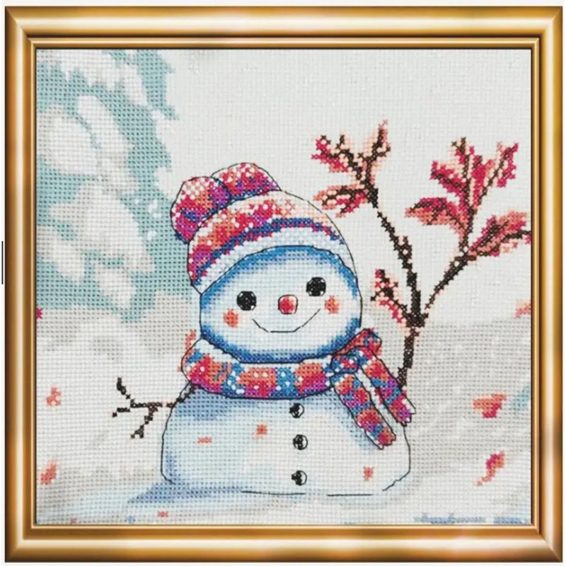 A1012 - Aine Cross Stitch Material Pack - Little Snowman - Knitting, Embroidery, Felted Wool & Sewing - Other Materials 