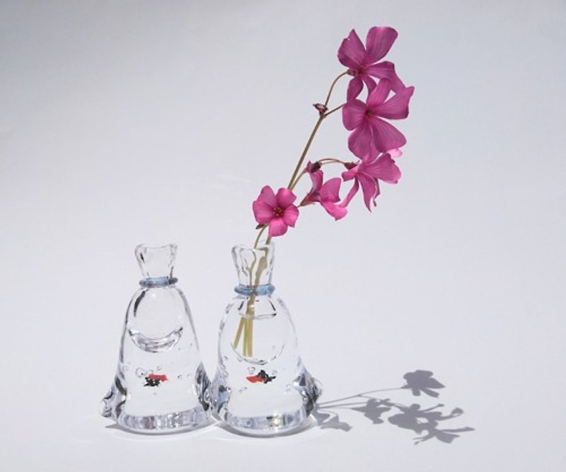 金魚の一輪挿し 水色 - 花瓶/陶器 - 玻璃 透明