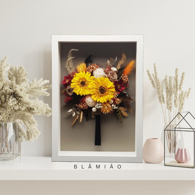 立體永生花框 - 花影時光(悅) - 乾燥花/永生花 - 植物．花 黃色