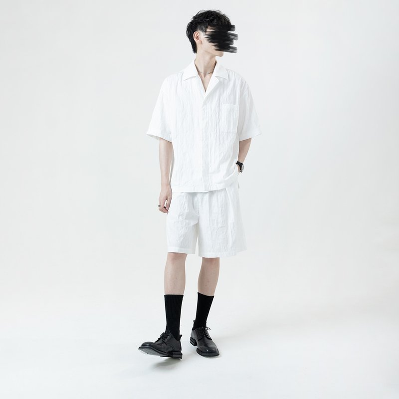 jacquard pleated shorts - Men's Shorts - Cotton & Hemp White