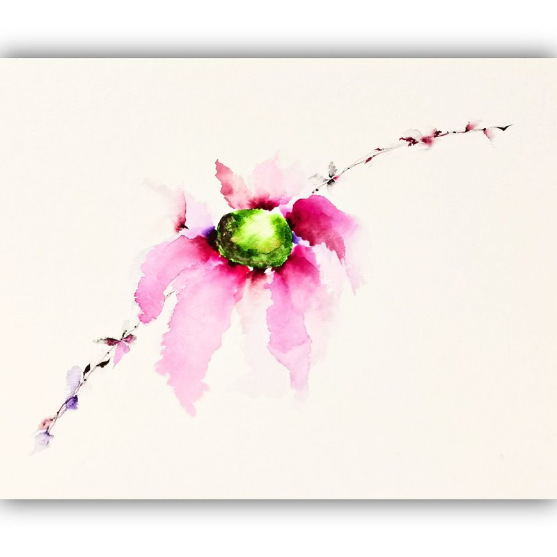 Watercolor Original Daisy Painting Flower Artwork Daisy Room Decor Wall Art - โปสเตอร์ - กระดาษ หลากหลายสี