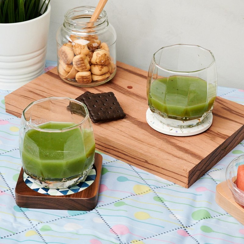 Maple Wood Tray x Ceramic Absorbent Coaster (lowers) - ที่รองแก้ว - ไม้ สีนำ้ตาล