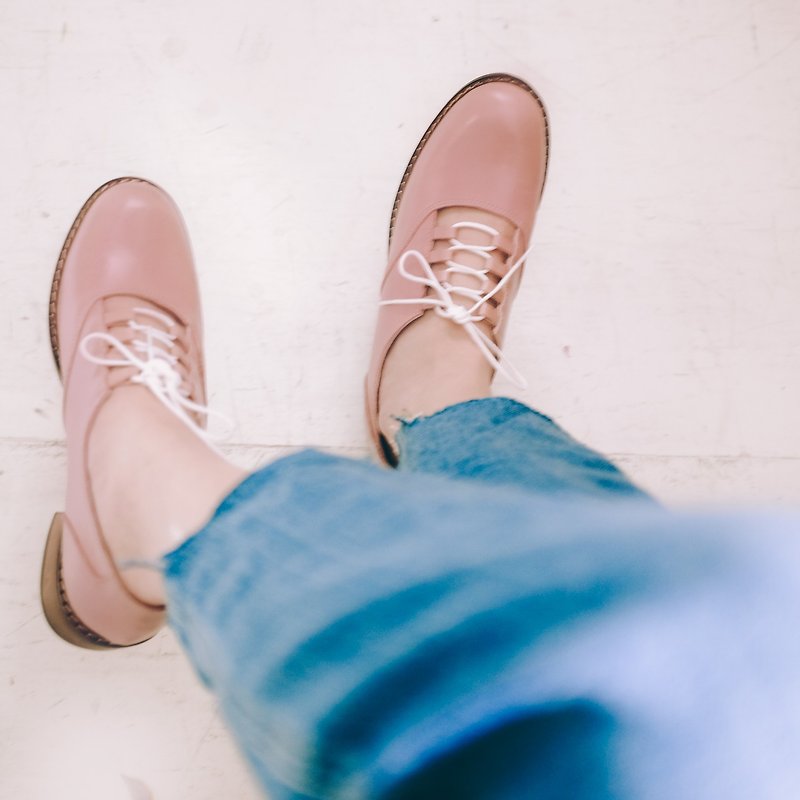 [0ヤード]重いライトボトムなし！ふわふわのベアマッスルストラップシューズフルレザーMIT愛撫カラー - オックスフォード靴 - その他の素材 ピンク