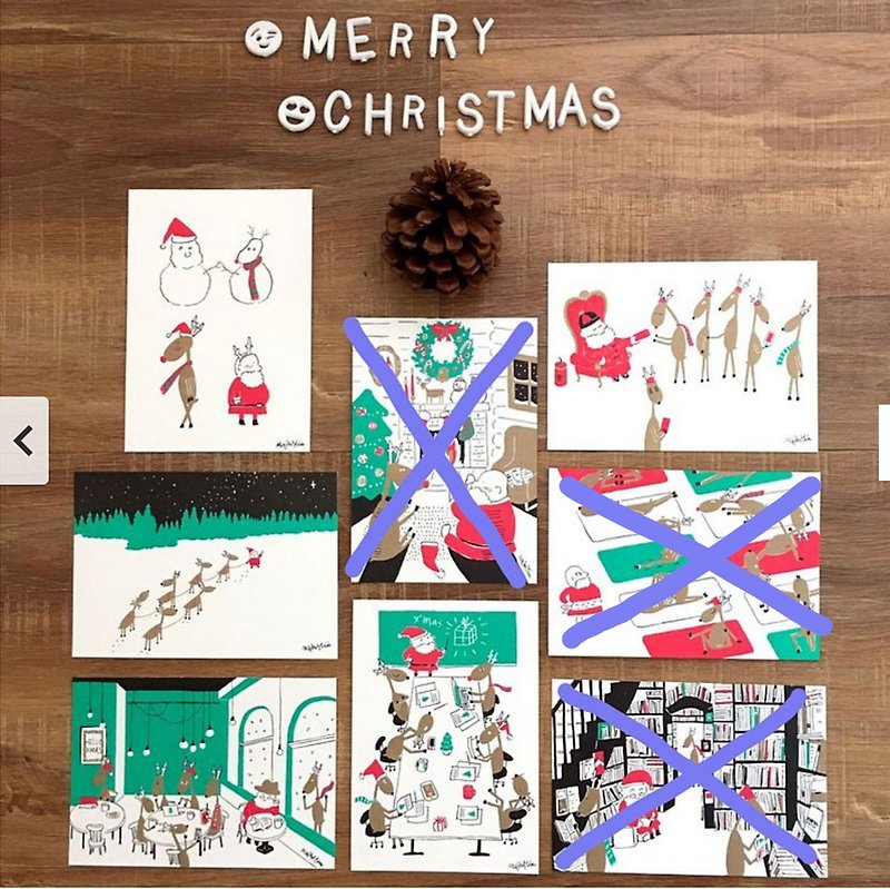 聖誕卡A套餐-2019聖誕老人與馴鹿日常明信片 ( 5張入) - 心意卡/卡片 - 紙 紅色
