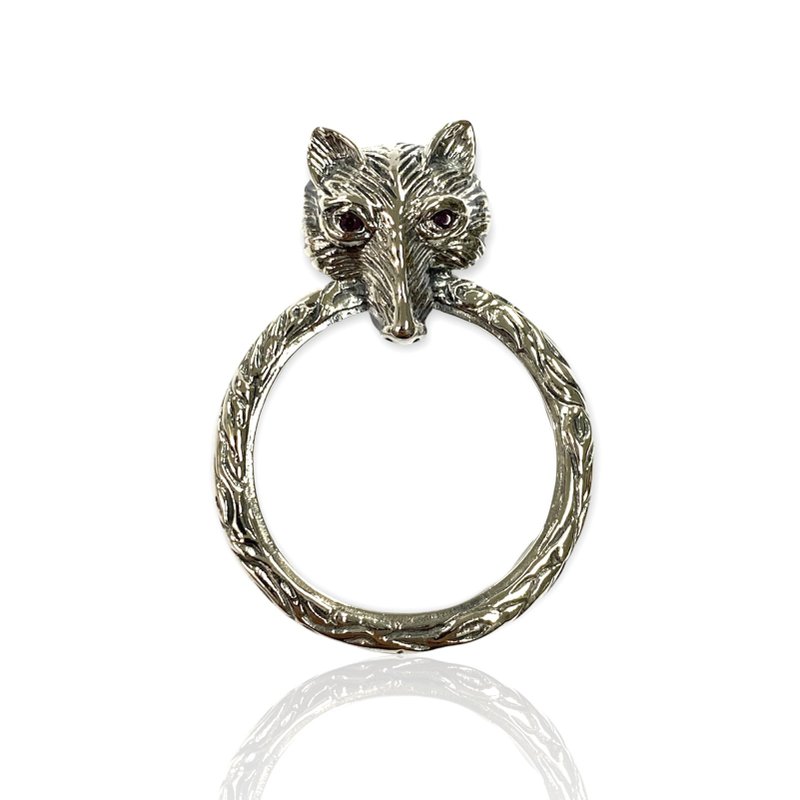 Victorian Style Fox with Ruby Magnifying Glass Loop Pendant 925 Sterling Silver - 其他 - 純銀 銀色