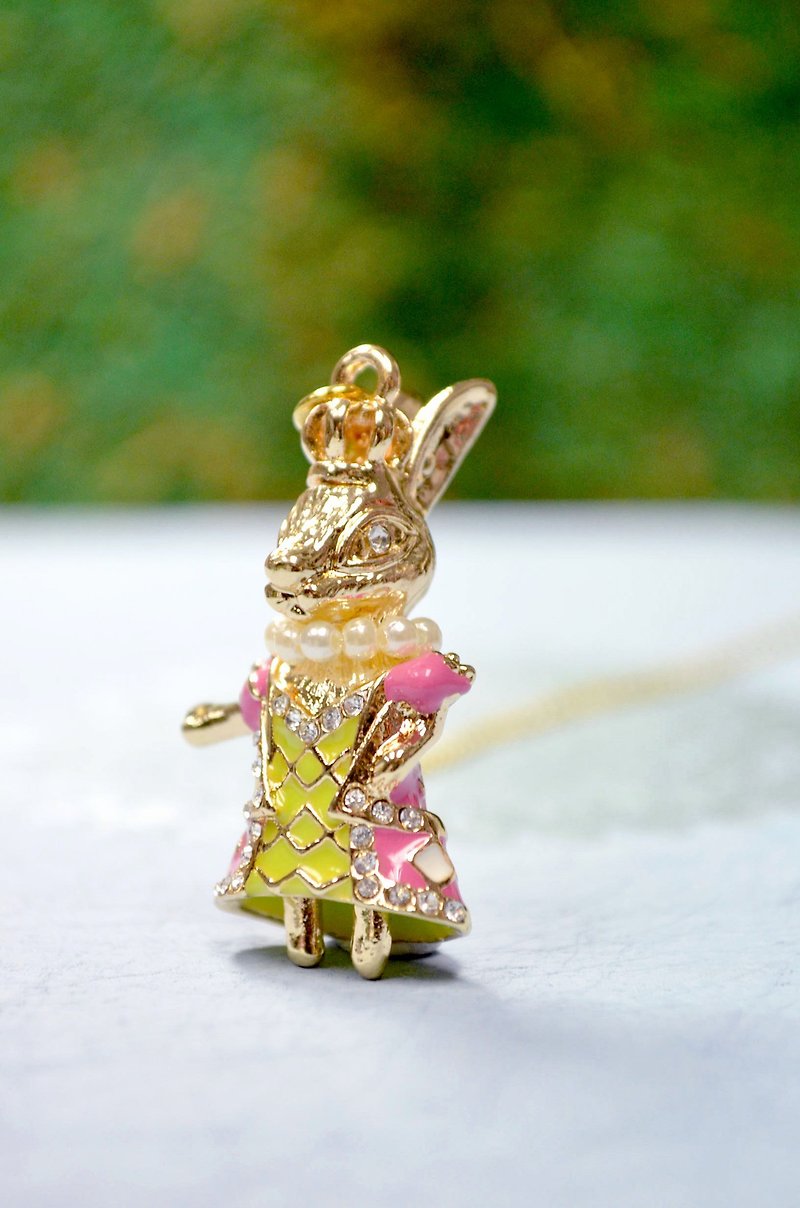 GOOKASO pink rabbit queen necklace pendant necklace necklace original - Necklaces - Other Metals Pink