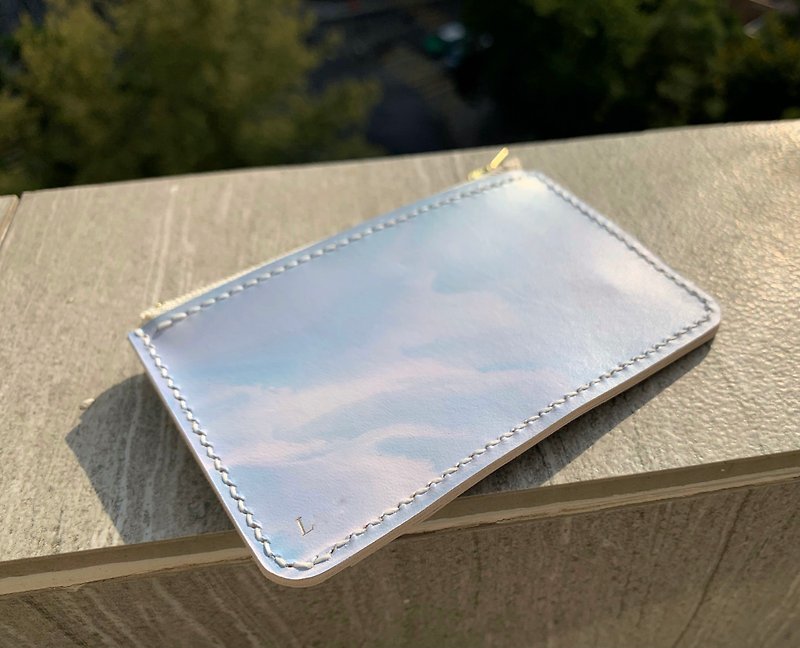Hand-dyed leather floating cloud card holder card holder coin purse - ID & Badge Holders - Genuine Leather 