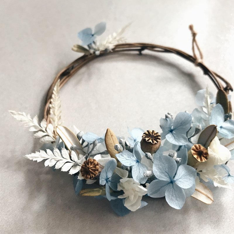 【繡球小花圈-天空藍】乾燥花.永生花.不凋花 - 擺飾/家飾品 - 植物．花 透明