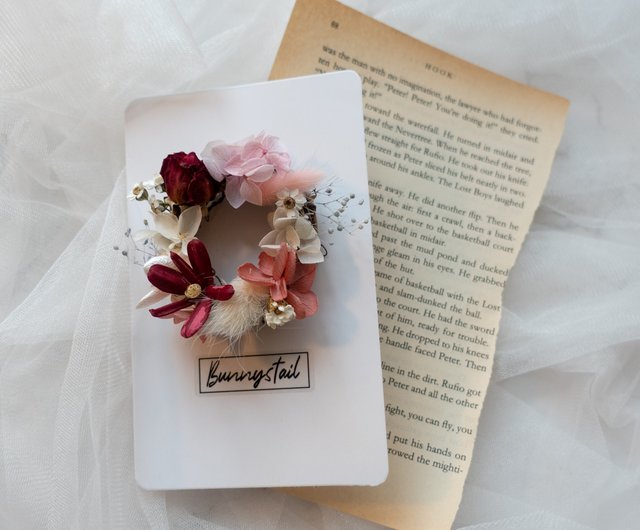 可客製 乾燥花卡片 俏皮小花圈 設計館bunnystail 兔尾草花藝 卡片 明信片 Pinkoi