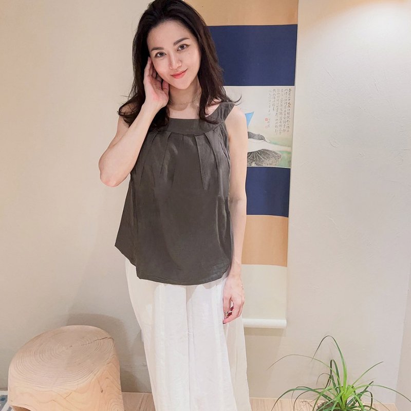 聲聲慢-棉麻內搭寬肩帶百搭休閒上衣 - 女上衣/長袖上衣 - 棉．麻 
