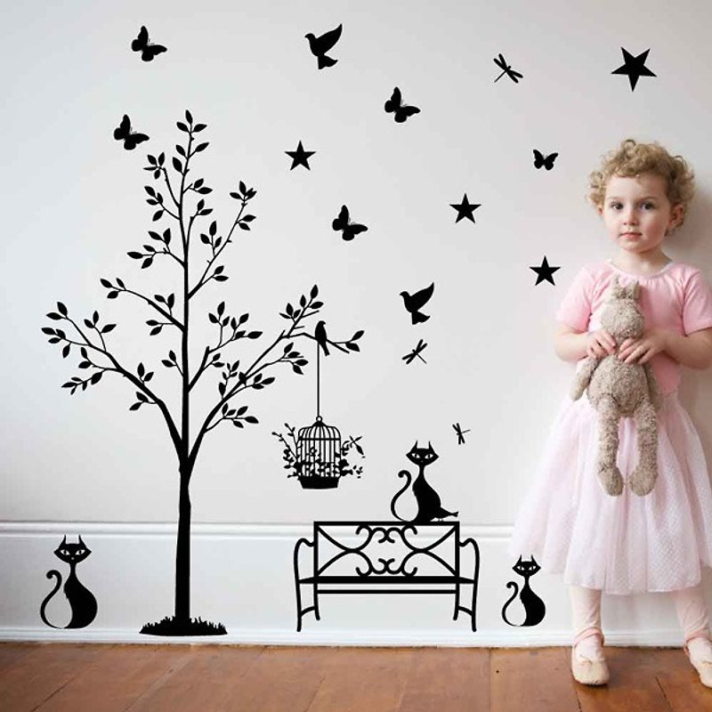 "Smart Design" Creative Seamless Wall Sticker ◆ Cat Fight (8 colors available) - Wall Décor - Paper Black