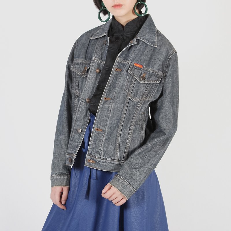 [Egg Plant Vintage] Chuan Qing Classic Vintage Denim Jacket - เสื้อแจ็คเก็ต - ผ้าฝ้าย/ผ้าลินิน 