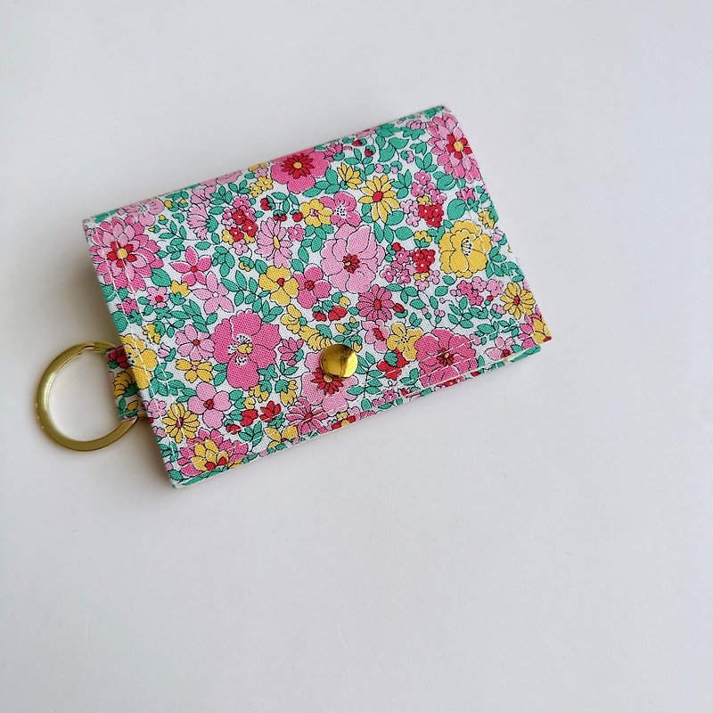 Liberty white crushed flower simple coin purse - Coin Purses - Cotton & Hemp Pink