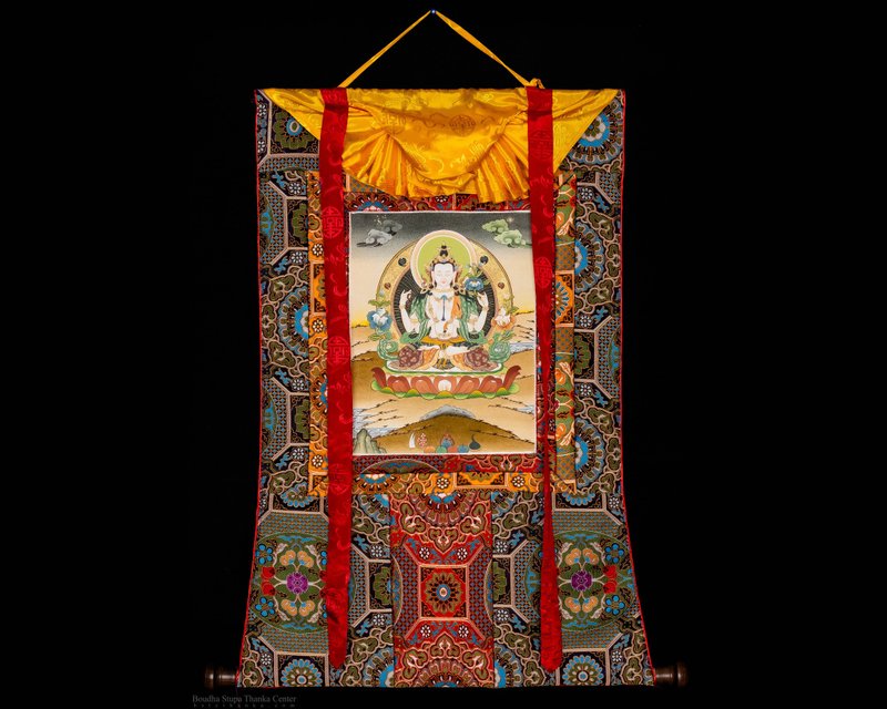 黑金觀音唐卡  藏傳傳統藝術豐富多彩 - 壁貼/牆壁裝飾 - 其他材質 多色