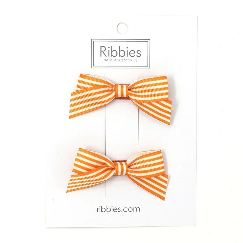 British Ribbies striped bow 2 set - golden - Hair Accessories - Polyester 