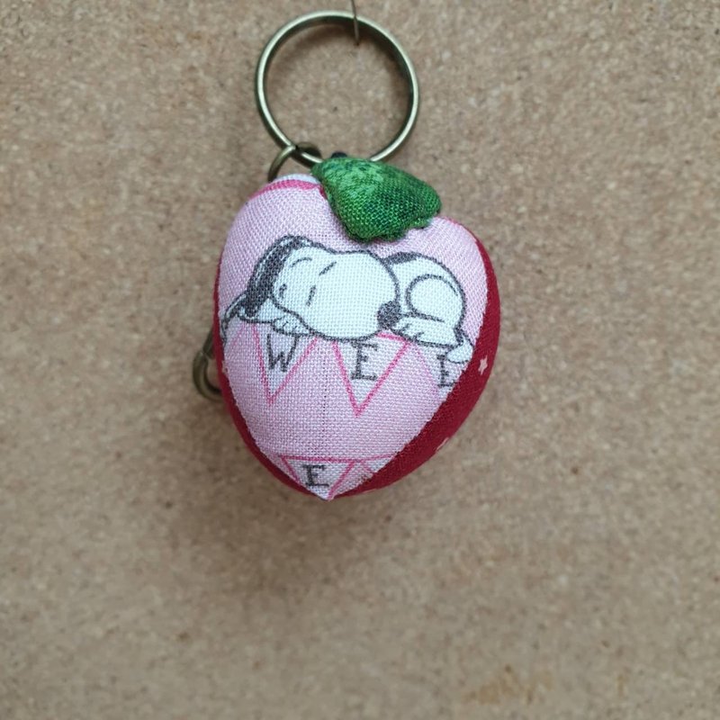 Beautiful Dog Nap Time Strawberry Shape Patchwork Keychain - Keychains - Cotton & Hemp Multicolor