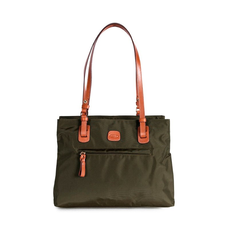 【BRIC' S】X collection medium size multi-layer storage shoulder / side bag olive green - กระเป๋าแมสเซนเจอร์ - วัสดุอื่นๆ สีเขียว