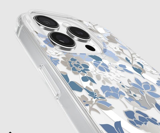 ケイトスペード  iPhone15 pro ケース　レザー　ブルー　クローバー 無料ギフト[ケイトスペード] iPhone 16シリーズ マグネット式 高