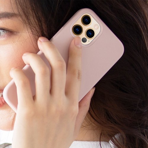 UNIQ iPhone 12 系列 LinoHue液態矽膠抗菌手機殼-粉色