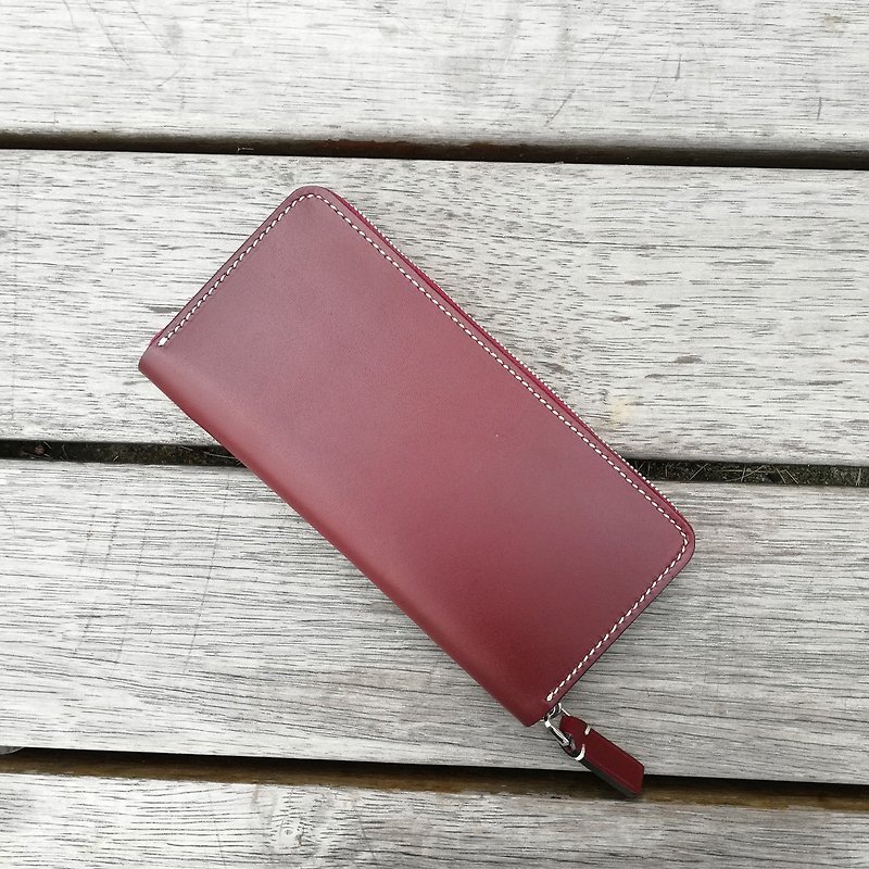 [Valentine's Day] simple fashion brown leather zipper long clip / wallet / wallet / clutch - Clutch Bags - Genuine Leather Brown