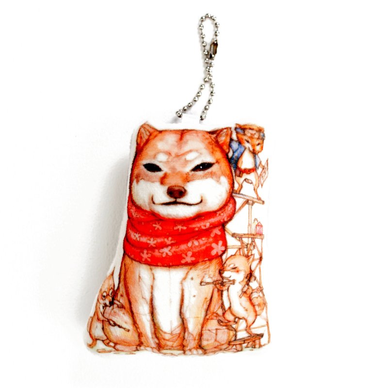 Hachi-ko Akita Inu in the bus key chain pillow New arrival Gift New Year - 枕頭/抱枕 - 聚酯纖維 灰色